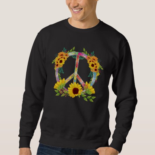 Hippie Daisy Peace Sign Sunflower Retro Flower Trui (Voorkant)