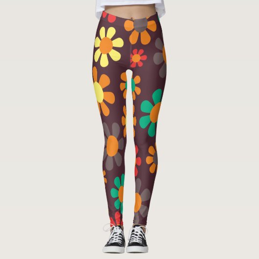 Hippie Daisy Retro  Leggings (Voorkant)