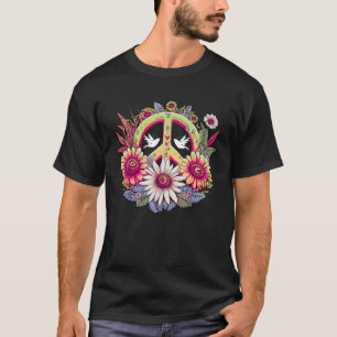 Hippie Daisy Vredesbord Retro Bloem Zonnebloem T-shirt