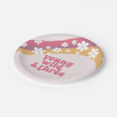 hippie Daisy Young Wild and Three Birthday Papieren Bordje (Gekanteld)