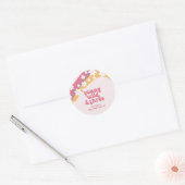 Hippie Daisy Young Wild and Three Rainbow Birthday Ronde Sticker (Envelop)