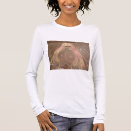 hippie dame godin groovy krijttekening t-shirt