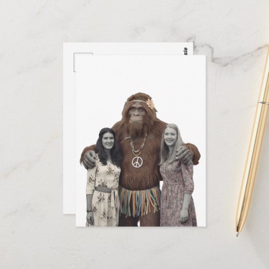 Hippie Dames en Sasquatch Briefkaart (Voorkant / Achterkant in situ)
