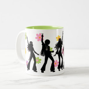 Hippie-dans uit de jaren 60 tweekleurige koffiemok