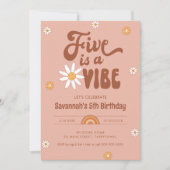 HIPPIE DAZE Five is Vibe 5th Birthday Party Kaart (Voorkant)