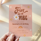 HIPPIE DAZE Five is Vibe 5th Birthday Party Kaart