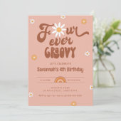 HIPPIE DAZE Four Ever Groovy - 4e verjaardagsfeest Kaart (Staand voorkant)