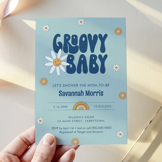 HIPPIE DAZE Groovy-Baby shower Kaart
