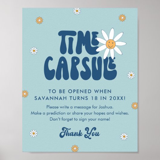 HIPPIE DAZE Groovy Blue Time Capsule teken Poster (Voorkant)