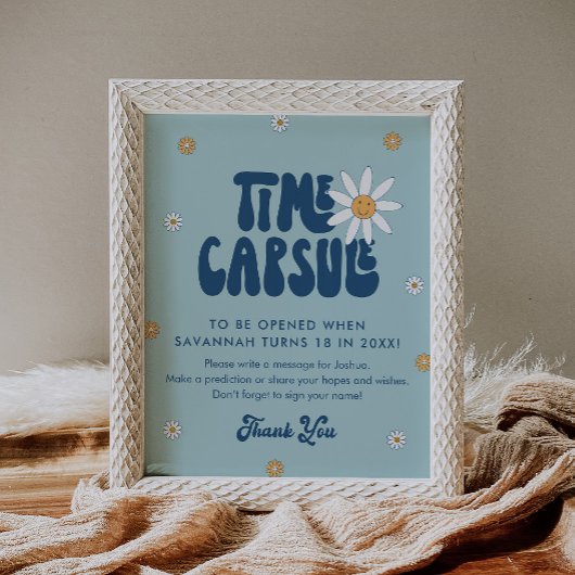 HIPPIE DAZE Groovy Blue Time Capsule teken Poster