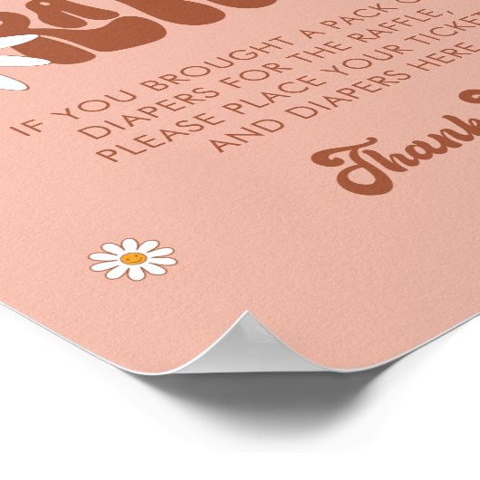 HIPPIE DAZE Groovy Luier Raffle Sign Poster (Hoek)