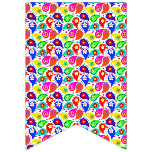 Hippie Daze Peace Signs and Flowers Boho Style Vlaggetjes (Tweede vlag)