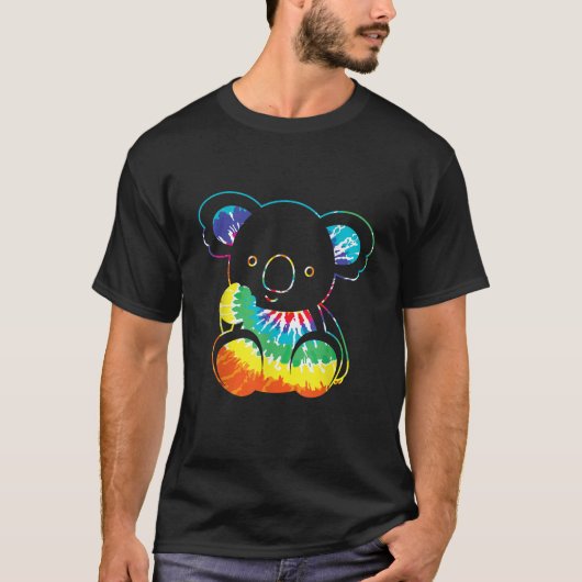Hippie Daze Tie Dye Koala Beer Groovy Graphic Art T-shirt (Voorkant)