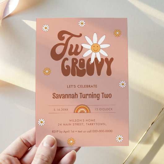 HIPPIE DAZE Twee Groovy 2e Verjaardag Kaart
