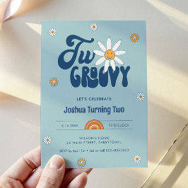 HIPPIE DAZE Twee Groovy Jongen 2e Verjaardag Kaart