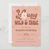 HIPPIE DAZE Young Wild en drie, 3e verjaardag Kaart (Voorkant)