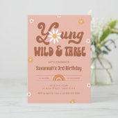 HIPPIE DAZE Young Wild en drie, 3e verjaardag Kaart (Staand voorkant)