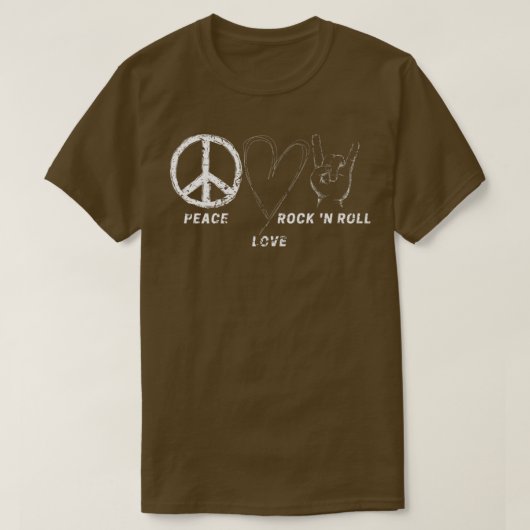 Hippie Design Peace Love Rock N Roll Concert Band T-shirt (Design voorkant)