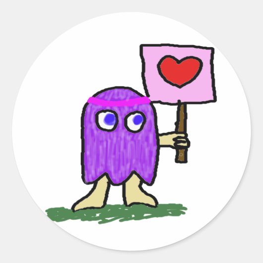 Hippie Dippy Love Ronde Sticker (Voorkant)