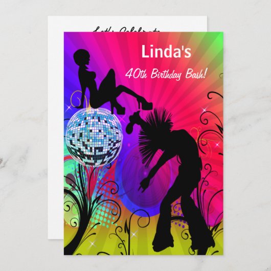 hippie disco retro party kaart (Voorkant / Achterkant)