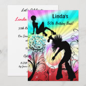 hippie disco retro party kaart (Voorkant / Achterkant)