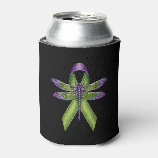 Hippie Dragonfly Green Ribbon Cerebral Palsy Aware Blikjeskoeler (Blikje Voorkant)