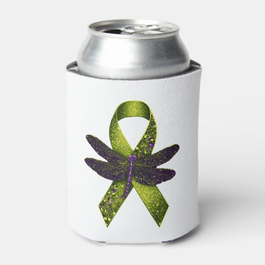 Hippie Dragonfly Green Ribbon Cerebral Palsy Aware Blikjeskoeler (Blikje Voorkant)