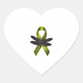 Hippie Dragonfly Green Ribbon Cerebral Palsy Aware Hart Sticker (Voorkant)