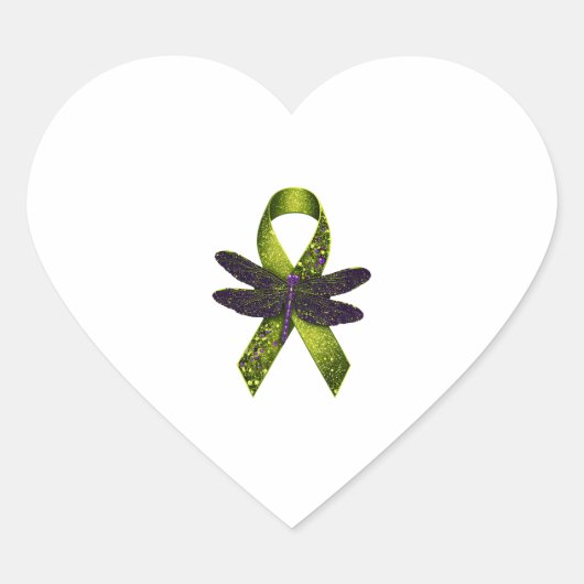 Hippie Dragonfly Green Ribbon Cerebral Palsy Aware Hart Sticker (Voorkant)