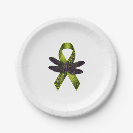 Hippie Dragonfly Green Ribbon Cerebral Palsy Aware Papieren Bordje (Voorkant)
