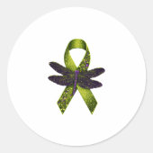 Hippie Dragonfly Green Ribbon Cerebral Palsy Aware Ronde Sticker (Voorkant)