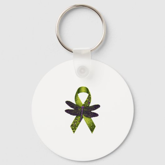 Hippie Dragonfly Green Ribbon Cerebral Palsy Aware Sleutelhanger (Voorkant)