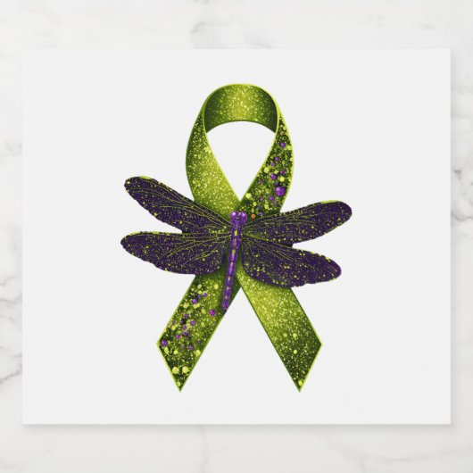 Hippie Dragonfly Green Ribbon Cerebral Palsy Aware Sparkling Wijnetiket (Enkel label)