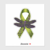 Hippie Dragonfly Green Ribbon Cerebral Palsy Aware Sticker (Vel)