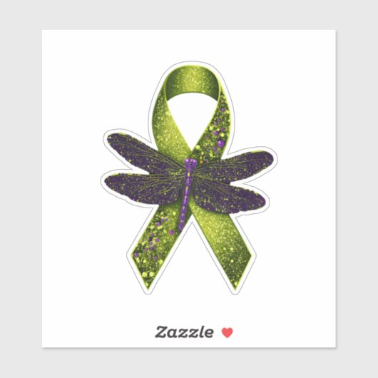 Hippie Dragonfly Green Ribbon Cerebral Palsy Aware Sticker (Vel)