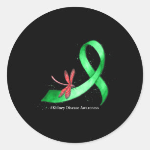 Hippie Dragonfly Green Ribbon nierziekte bewust Ronde Sticker