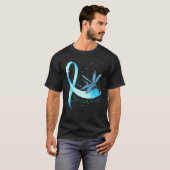Hippie Dragonfly Light Blue Ribbon Prostate Cancer T-shirt (Voorkant volledig)
