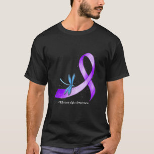 Hippie Dragonfly Paars Ribbon Fibromyalgia Awaren T-shirt