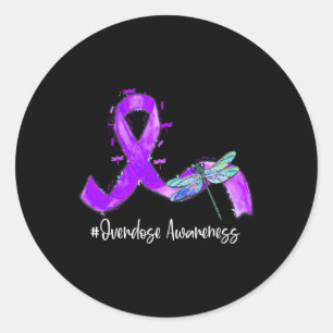Hippie Dragonfly Paars Ribbon Overdosering Bewusth Ronde Sticker