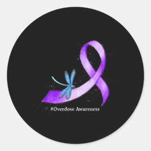 Hippie Dragonfly Paars Ribbon Overdosering Bewusth Ronde Sticker