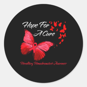 Hippie Dragonfly Red Ribbon Blood Cancer Awareness Ronde Sticker