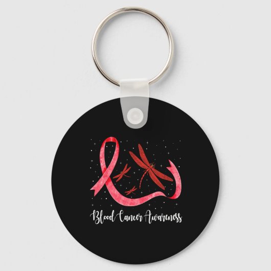 Hippie Dragonfly Red Ribbon Blood Cancer Awareness Sleutelhanger (Achterkant)
