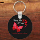 Hippie Dragonfly Red Ribbon Blood Cancer Awareness Sleutelhanger (Voorkant)
