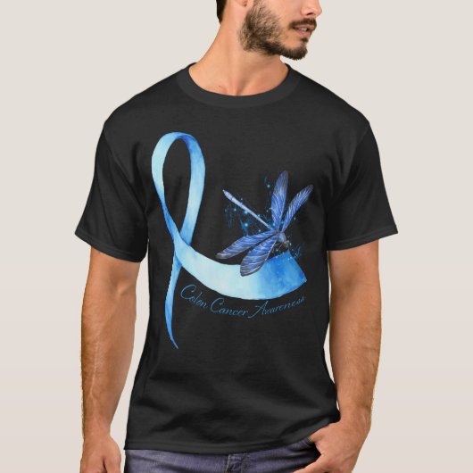 Hippie Dragonfly Ribbon Colon Cancer Awareness T-shirt (Voorkant)