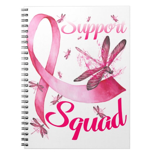 Hippie Dragonfly Roze Borstkanker Notitieboek (Voorkant)