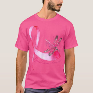 Hippie Dragonfly roze ribbenemenkanker Awarene T-shirt
