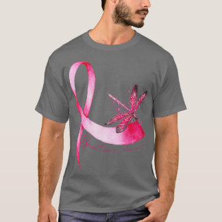 Hippie Dragonfly roze ribbenemenkanker Awarene T-shirt