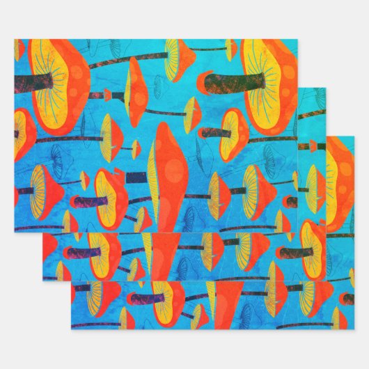 Hippie dromerige retro vibe betoverende paddenstoe inpakpapier vel (Set)