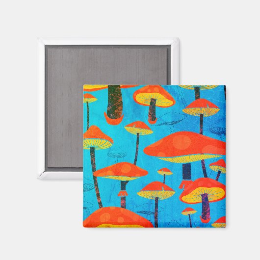 Hippie dromerige retro vibe betoverende paddenstoe magneet (Voorkant / Achterkant)