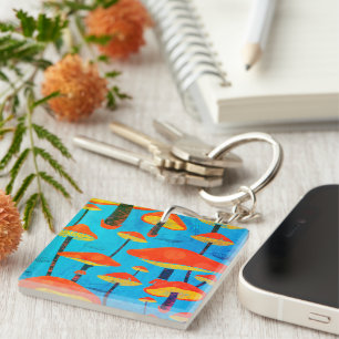 Hippie dromerige retro vibe betoverende paddenstoe sleutelhanger